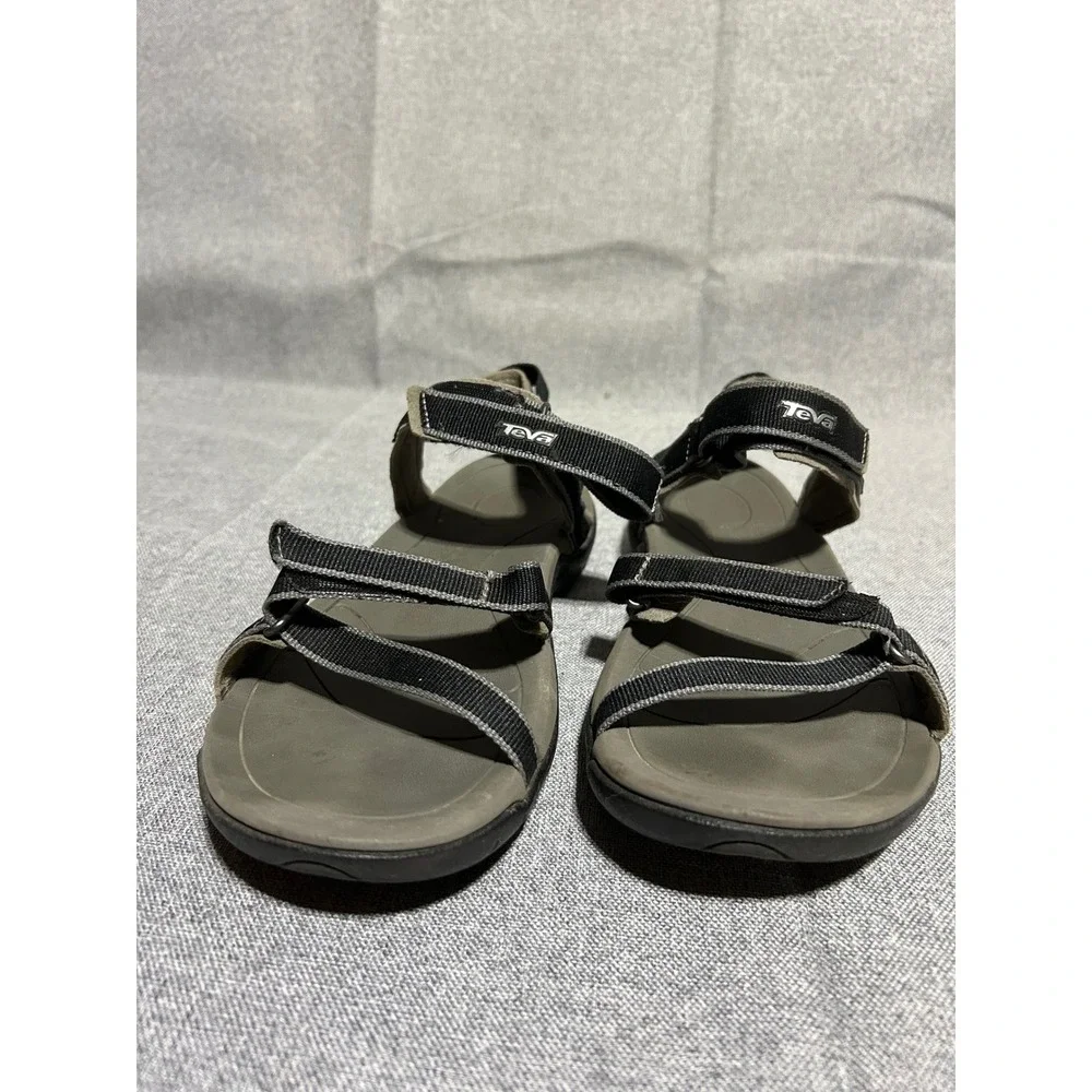 Teva Sandals Womens 7 Grey Black Strappy Athletic Outdoor Hiking Water Sandals‎